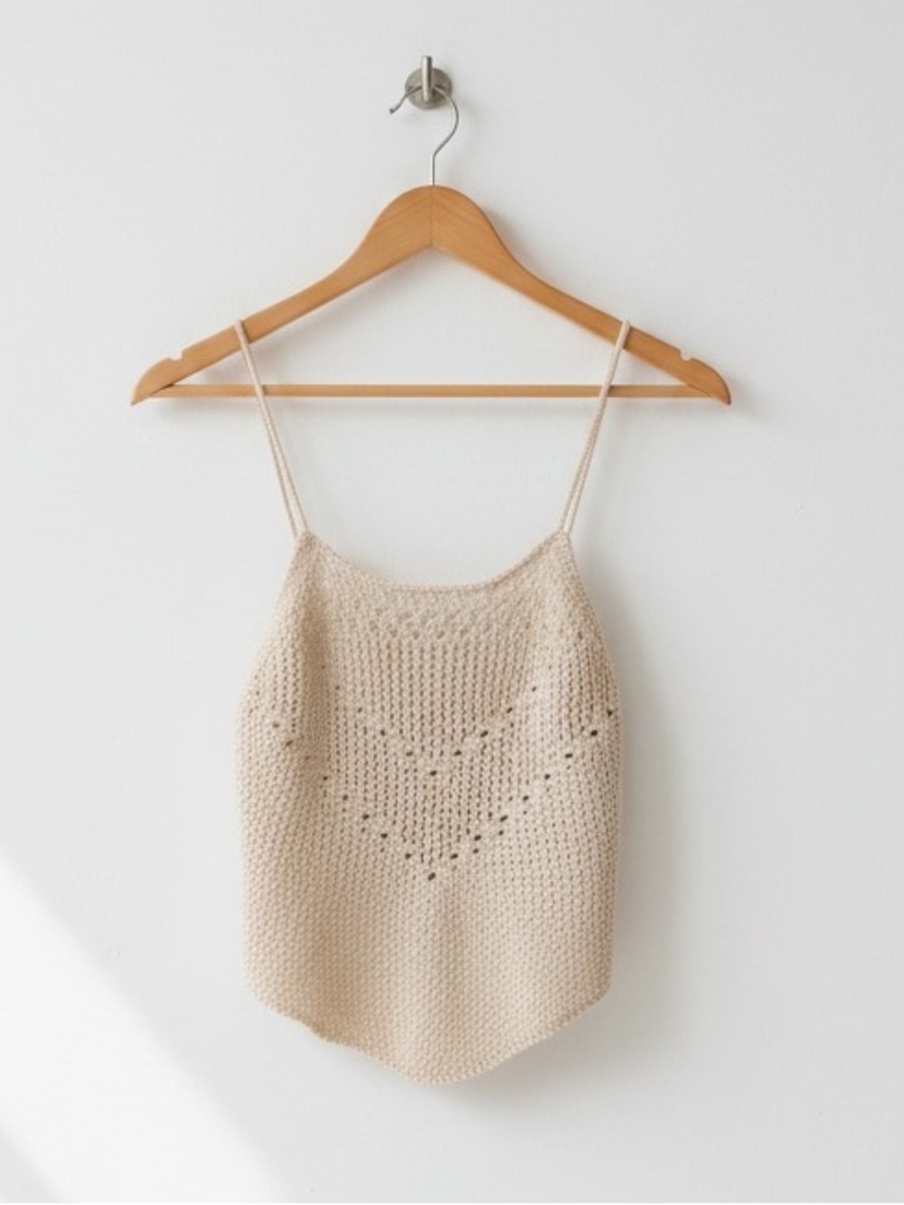 Garage Crochet Knit Handkerchief Cami Top - Oatmeal - Size M